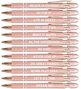PASISIBICK 12 Pieces Rose Gold Inspirational Motivational Quotes Snarky Screen Touch Stylus Ballp...