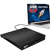 External DVD Drive, USB 3.0 Portable CD/DVD +/-RW Drive/DVD Player for Laptop CD ROM Burner Compa...