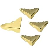 QCAA Solid Brass Deco-Corner Protector for Jewelry Box, 5/8", Polish Brass, 4 Pack, Made in Taiwan