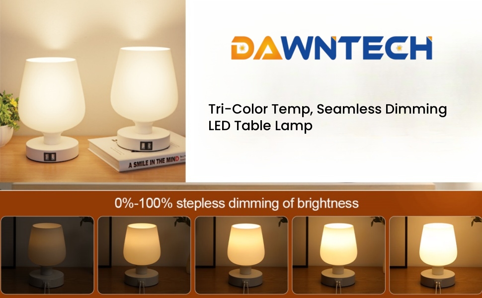 Tri-Color Temp, Seamless Dimming LED Table Lamp