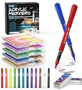 WUO 73 Packs Acrylic Paint Markers,Replaceable Ink Cartridges,Water-Based No-Bleed Acrylic Marker
