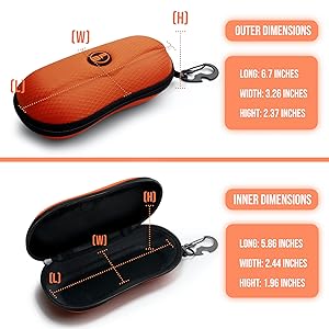 Sunglasses Case Semi Hard EVA Shell with Metal Hanging Hook Belt Clip Sun Glasses Storage