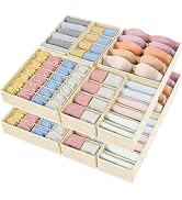 DIMJ 12 Pack Drawer Organizer for Clothes, Sock Bra Underwear Drawer Organizer, Foldable Fabric D...