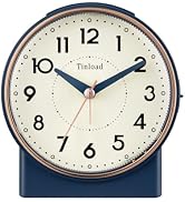 Tinload 4.3" Retro Analog Alarm Clock, Vintage Decor, No Ticking Silent, Easy to Set, Gradual Ris...