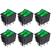 VEXUNGA 6pcs Mini Rocker Switch On Off Green Light Double Rocker Switch Boat 20A 125V AC 15A 250V...