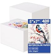 400 Sheets 5x7 Inch Watercolor Paper Bulk, 140lb /300GSM White Cold Press Water Color Paper for K...