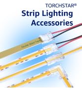 TORCHSTAR 10-Pack 2 Pin 10mm LED Strip Light Connectors UL Listed, T & L Shape Two-in-One Design,...