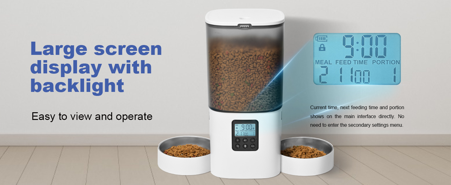 automatic cat feeder with large screen display