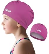 Aegend Kids Swim Cap, Fabric Swimming Cap with High Elasticity, Waterproof Durable Silicone Swim ...