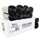 Reli. 33 Gallon Trash Bags Heavy Duty (250 Count Bulk), Made in USA | Black Garbage Bags 30 Gallo...