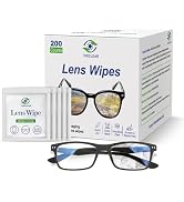 VisClear Lens Wipes for Eyeglasses, 200 Counts, Extra Moist Individually Wrapped Eyeglass Cleaner...