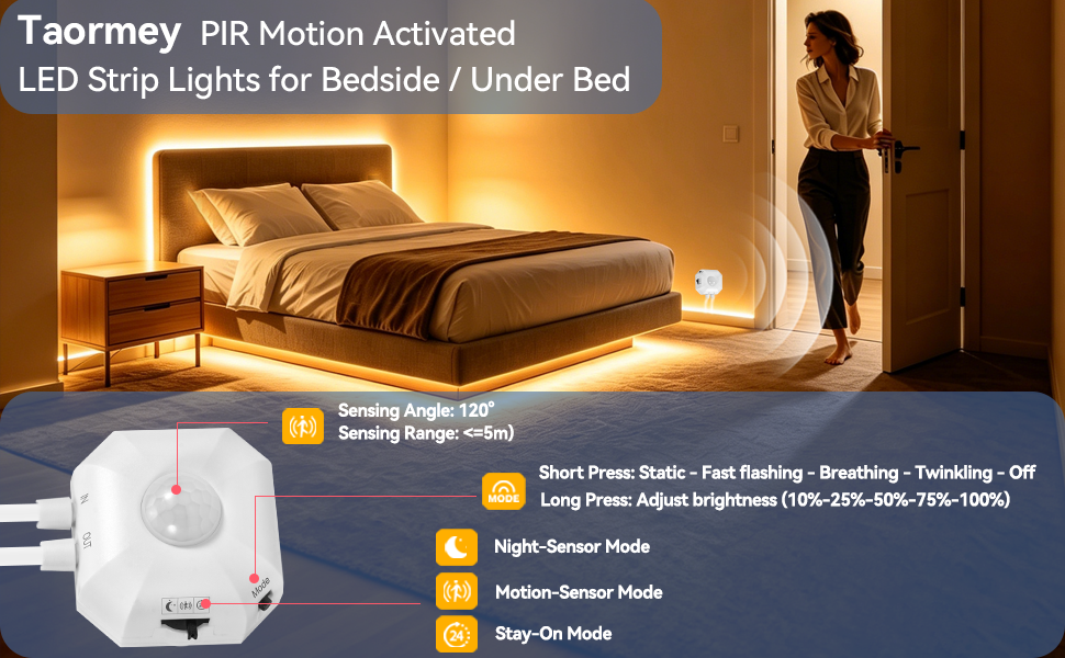 under bed lights PIR motion sensor led light strip indoor