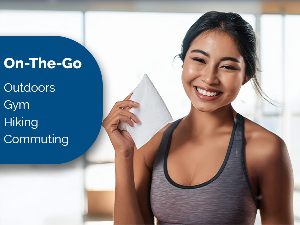 Portable on the go outdoors gym hiking commuting traveling exercising quick wipe clean