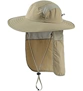 Home Prefer Mens UPF 50+ Sun Protection Cap Wide Brim Fishing Hat with Neck Flap