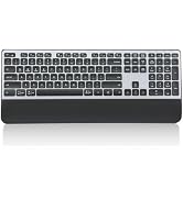 CITLLA Wireless Keyboard, Rechargeable Full Size Multi-Device Bluetooth Keyboard with Wrist Rest,...