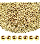 TOAOB 500pcs 18K Gold Filled Spacer Beads for Jewelry Bracelets Making 4mm Round Spacer Loose Bal...