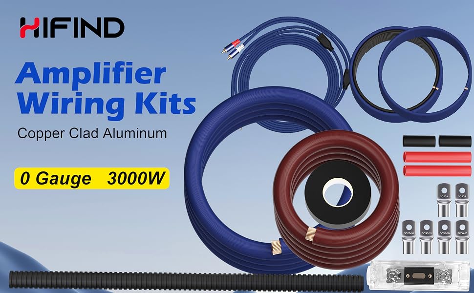 Amplifier Wiring kits Copper Clad Aluminum 0 Gauge 3000W