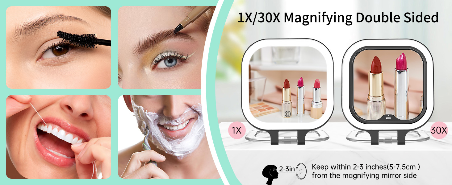 travel makeup mirror with lights and magnification