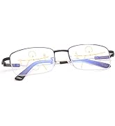 LJIMI Progressive Multifocus Presbyopic Reading Glasses Blue Light Blocking Half Frame Titanium A...