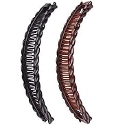 2 Pack One Black And One Brown Large Banana Clips Fish Clips Long Hair Comb Grip and Barrettes