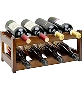 Thalomely Bamboo Wine Rack, 2-Tier 8 Bottles Wine Storage Cabinet Shelf, Easy-Assembly Freestandi...
