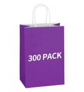 Mlyta 300 Pack 5.25x3.25x8.5 Inch Small Purple Kraft Paper Gift Bags with Handles Bulk for Goodies