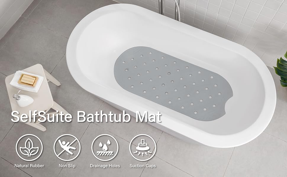 grey rubber shower mat