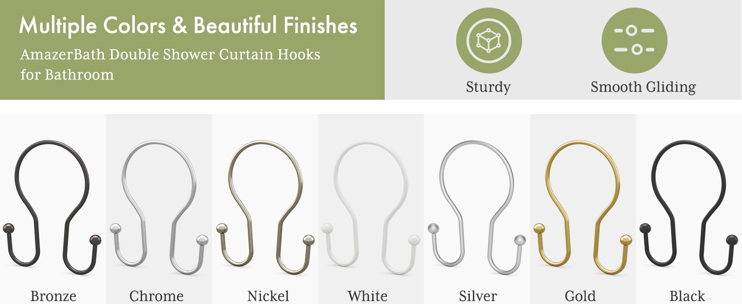 Multicolor shower rings for curtain shower hooks for shower curtain metal shower curtain rod hooks