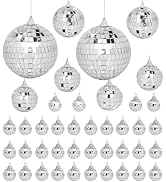 42 Pack Mini Mirror Disco Ball Set: Silver Hanging Disco Balls Decor - Small Mirror Ball Ornament...