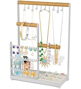 Jewelry Holder Organizer Stand, Jewelry Display Rack with 36 Holes Earring Holder, 10 Hooks Neckl...