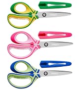 Left Handed Scissors Kids Ages 8-12 School, Soft Comfort Grip 3 Pack