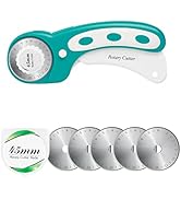 45mm Rotary Cutter with 5pcs Extra Blades, Ergonomic Handle Rolling Cutter with Safety Lock for F...