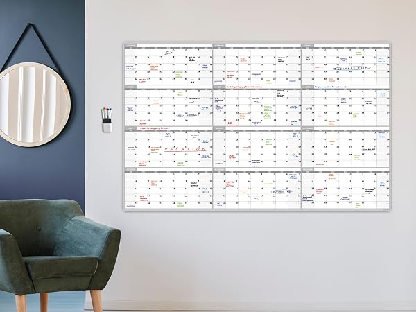 dry erase undated yearly wall calendar 38x60 inch