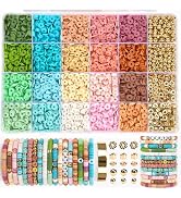 2590pcs Clay Beads for Bracelets Making, 20 Color Heishi Beads Polymer Clay Beads for Jewelry Mak...