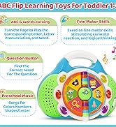 KIZZYEA Montessori Learning Toys for 1 2 3 Year Old Boys Girls, Musical Alphabet Flip Toy for Tod...