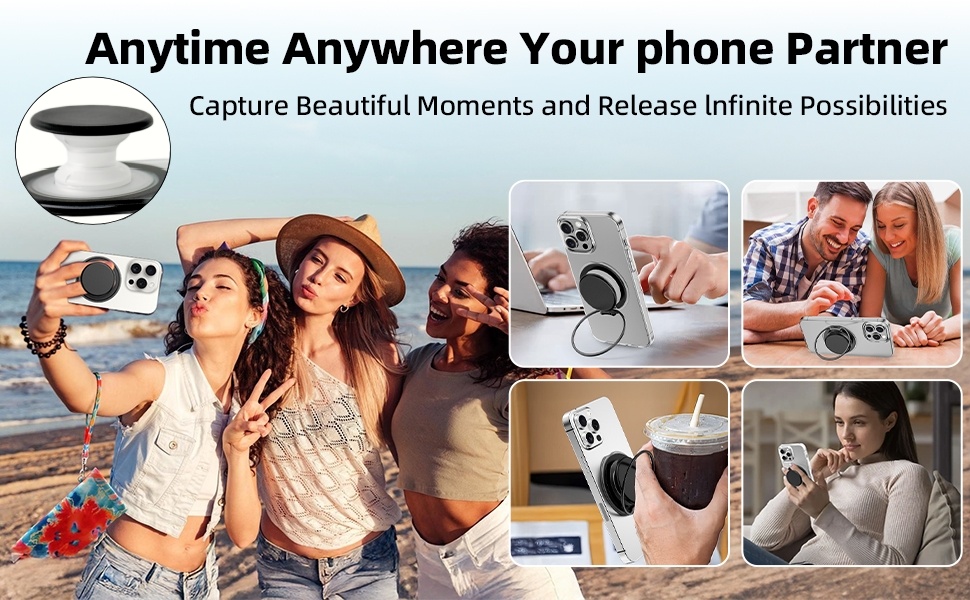 Expandable Collapsible Phone Grip Stand Holder with Adjustable Kickstand