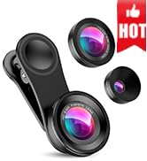 Criacr Phone Camera Lens, 0.4X Wide Angle Lens, 180 Fisheye and 10X Macro Lens (Screwed Together)...