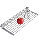 Yozxviu Roll Up Dish Drying Rack, 17.5" L x 11.8" W, Over The Sink Dish Drying Rack for Kitchen, ...