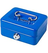 Small Cash Box with Lock and Slot, Decaller Locking Money Box, Metal Coin Piggy Bank for Adults a...