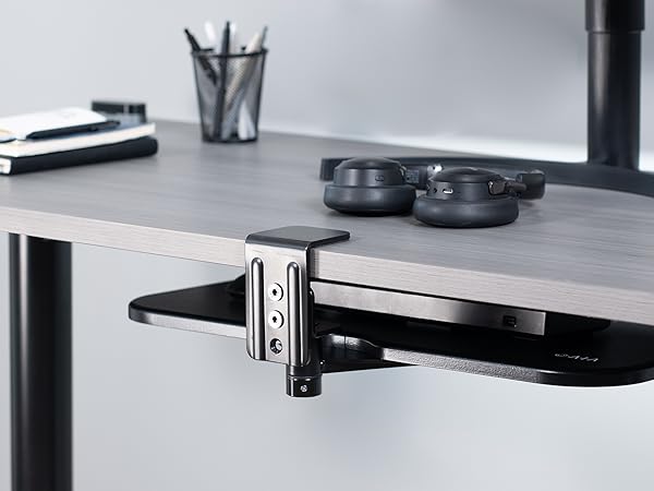 Single Clamp Rotating Keyboard Tray