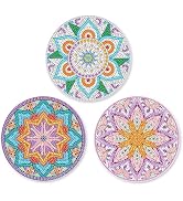 Tontut 3pcs Diamond Painting kit placemats, Flowers DIY Diamond Handmade Table mat Set Suitable f...