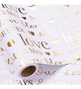 RUSPEPA Wrapping Paper Roll, Bridal Shower Gift Wrap, Mini Roll, 17 Inches x 16.5 Feet, White and...