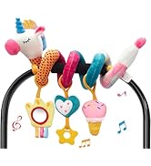hahaland Car Seat Toys for Babies 0-6 Months Girl - Baby Toys 3-6 Months - Rattle, Mirror, Crinkl...