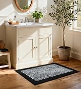 simpWalnut 24x36 Large Bathroom Rugs Washable Non Slip, Black Bath Mat for Bathroom Floor Tub, So...