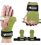 FITFIV Weight Lifting Wrist Strap, Double Leather Weightlifting Wrist Straps for Gym Strength Tra...