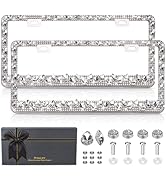 OKLPF Rhinestone Bling License Plate Frames for Women - Sparkle with Glitter Crystals & Diamond B...