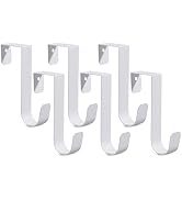 6 Pack Over The Door Hooks, Sturdy Metal Single Over Door Hooks, White Door Hanger Hook Door Hook...