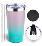 MEZMUT 20oz Tumbler Coffee Travel Mug with Daul Lid and Straw, Stainless Steel Double Wall Vacuum...