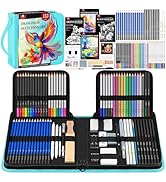 133 PCS Art Supplies Sketching Kit, Pro Drawing Pencils with Sketchbook, Coloring Book, Watercolo...