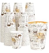 SIUQ Coffee Cups 12 oz 240 Pack, Leak-Proof Disposable Paper Cups with Retro Design, for Hot/Cold...